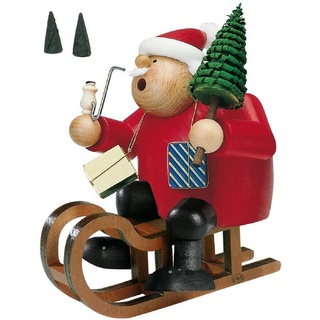 KWO Kunstgewerbe-Werkstätten Olbernhau GmbH KWO Olbernhau 21530 Räuchermännchen Weihnachtsmann mit Schlitten, 18 cm