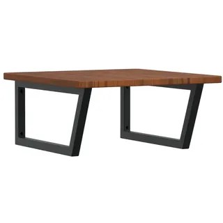 vidaXL Waschtischplatte mit Halterung Stahl und Massivholz Eiche - Braun