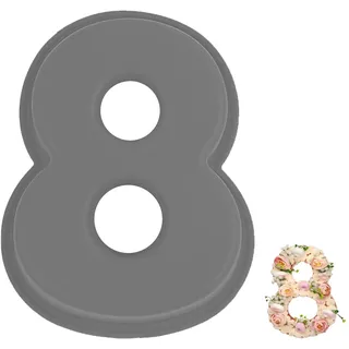 YXHZVON Kuchenform Zahlen Silikon Backform Zahl 8, Number Cake Backform, Groß 3D Zahlen Tortenform, Antihaftige DIY Motivbackformen für Kindergeburtstag, Hochzeit Jubiläum(Grau)
