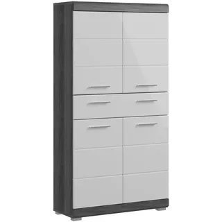 xonox.home Badmidischrank 74 cm x 141 cm x 31 cm Weiß-Rauchsilber