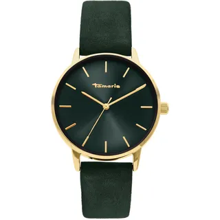 Tamaris Quarzuhr Armbanduhr, Damenuhr, Lederarmband, analog