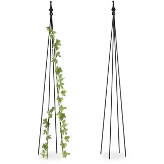 Relaxdays Obelisk Rankhilfe 120 x 16 cm Schwarz