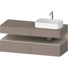 Duravit Qatego Konsolenwaschtischunterbau, 2 Auszüge, 2 Schubkästen, Ausschnitt rechts, 1400x550x600mm, Nische Taupe Matt, QA4766091, Farbe: Basalt Matt