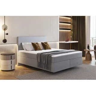 Kaiser Möbel Boxspringbett mit zwei matratze und topper SEVI II stoff Scala Grau 160 cm x 200 cm - Grau