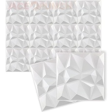 Acepunch New 12 Stücke Weiß 30CM X 30CM Strukturierte PVC wasserdicht-3D-Wandpaneele mit Diamantdesign für die Inneneinrichtung von Home Office oder Studio AP1216