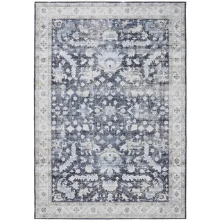 benuta Vintage-Teppich George waschbar 300x400 cm , Blau , Kunststoff , Vintage , Rechteckig , 300x400 cm , Oeko-Tex® Standard 100 , in verschiedenen Größen erhältlich, rutschfeste Unterfläche, waschbar , Teppiche und Böden, Teppiche, Vintageteppiche
