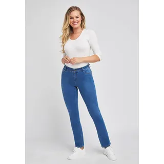 Slim-fit-Jeans WONDERJEANS "Classic", Damen, Gr. 38, Länge 32, beige (super stone blau), Denim/Jeans, Obermaterial: 87% Baumwolle, 9% Polyester, 4% Elasthan, figurbetont knöchellang, Jeans Slim-fit-Jeans, Klassischer gerader Schnitt