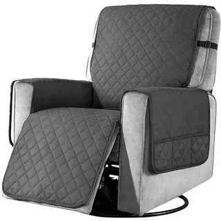 YancLife Sesselschoner mit Taschen, Sesselschoner für Fernsehsessel 1 Sitzer Taschen Sesselüberwurf Waschbar Sesselschutz Haustieren für Zuhause mit Kindern und Haustieren Hund - Small/Dunkelgrau