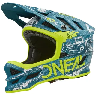 O'Neal | Mountainbike-Helm | MTB Downhill | Dri-Lex® Innenfutter, Ventilationsöffnungen für Luftstrom, ABS Außenschale | Blade POLYACRYLITE HR V.23 | Erwachsene | Teal Neon-Gelb | Größe XL