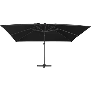 vidaXL Ampelschirm mit LED-Leuchten und Alu-Mast 400x300 cm Schwarz - Schwarz