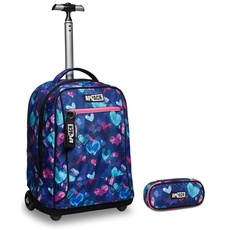 Appack Big Trolley, Blau, 2-in-1-Schultergurte für Rucksack, Schule und Freizeit Round Plus Pouch, blau, Stiftfach innen, Schule & Freizeit