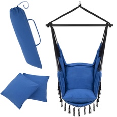 VITA5 Hängesessel Outdoor - Stabiler & Sicherer Hängestuhl - Stylischer Hängesessel Indoor - Schaukel für Erwachsene - Bequeme Boho Raumdeko - 250kg Tragkraft (Grün/Blau)
