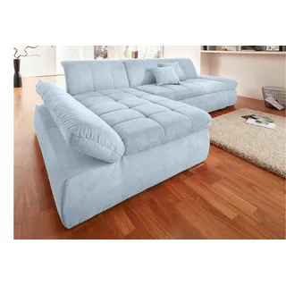 DOMO collection Ecksofa »NMoric XXL, B/T/H: 300/172/80cm, Revamierenabschluss L-Form«, wahlweise mit Bettfunktion und Armlehnverstel,lung blau