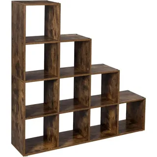 Vasagle Bücherregal 10 Fächern 29 cm x 129,5 cm x 129,5 cm Braun