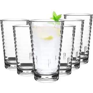 6 Stück 385ml Kunststoff Gläser,Bruchfestes Schnapsglas Wasserglas Stapelbar für Camping Acryl-Plastikwasserbecher Wiederverwendbare spülmaschinenfeste Becher Tassen Acryl-Trinkgläser (385ml)
