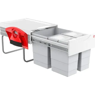 Hailo Abfallsammler 3642232 Swing Raumspar-Tandem-H 2x 10 + 20 Liter - Grau, Schwarz