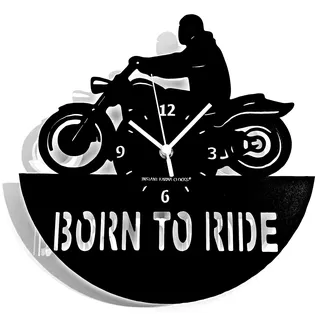 Instant Karma Clocks - Vinyl Wanduhr | Motorradrennen | Motorrad Design | Geräuschlosem Quarzwerk | Geschenkidee für Garage, Wohnzimmer, Hobbyraum