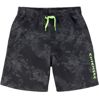 Badeshorts CHIEMSEE "Esra Kids", Mädchen, Gr. 170/176, N-Gr, schwarz (schwarz, bedruckt), Polyester, Badehosen Badeshorts, mit kontrastfarbenen Logodruck