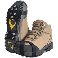 takyu Spikes für Schuhe,10 Zähne Edelstahl Seigeisen für Bergschuhe,Grödel für Winter Walking Wandern Bergsteigen (M:34.5-40.5CM)