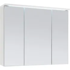 Bild von Spiegelschrank Bad mit LED-Beleuchtung in Weiß - Badezimmerspiegel Schrank mit viel Stauraum - 80 x 68 x 22,5 cm (B/H/T)