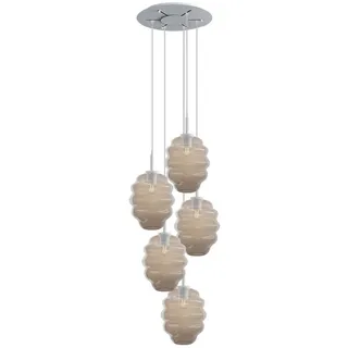 s.luce Galerieleuchte Echos 5-flammig Klar Ø 25cm , Klar, Weiß , Glas , Oval , E27 , 25x28x25 cm , Lampen & Leuchten, Innenbeleuchtung, Hängeleuchten, Pendelleuchten