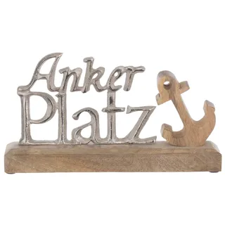 Brandsseller Deko-Schriftzug Anker Platz - ca. 25x15x5cm auf Mangoholz/Aluminium