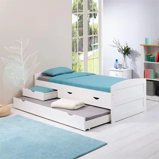 Idimex Funktionsbett Jessy 90X190 Cm , Weiß , Holz , Kiefer , Mode , 98x63x194 cm , FSC Mix , Babymöbel & Kindermöbel, Kinderzimmer & Jugendzimmer, Kinderbetten