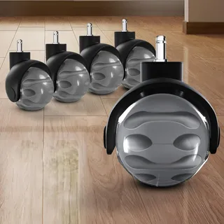 Sytopia Bürostuhl Rollen 5er Set in Grau, Rollen für Bürostühle 11 x 22 mm für Teppichböden, Hartboden, Bodenschutzmatte, Gaming Stuhlrollen, Strapazierfähig, Glatt und Leise