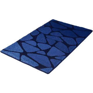 Badematte KLEINE WOLKE "Inspire, Badvorleger, Badezimmer Teppich" Gr. 1, blau (dunkelblau), H:15mm, Kunstfaser, Badematten, Badematte, Badteppich, Stein Optik, waschbar