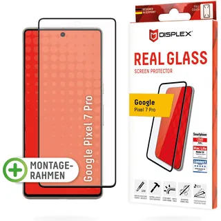 Displex Full Cover Panzerglas (10H) für Google Pixel 7 Pro, Eco-Montagerahmen, volle Displayabdeckung, Tempered Glas, kratzer-resistente Schutzfolie,