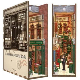 Tonecheer DIY Book Nook Kit Modellbausatz 3D Puzzle aus Holz für Erwachsene zum Baue Puppenhäuser Haus Bastelset mit Licht Personalisierte Geschenke(84 Charing Cross Road)