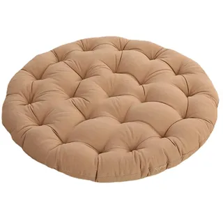 LZTENRETO Große Bodenkissen,Rund Leinen Futon-Kissen Japanischer Stil Getuftet Boden-Kissen Meditations-Kissen für das Sitzen auf dem Boden Fenster-Kissen für Yoga Sofa Balkon (Khaki,65x65x10cm)