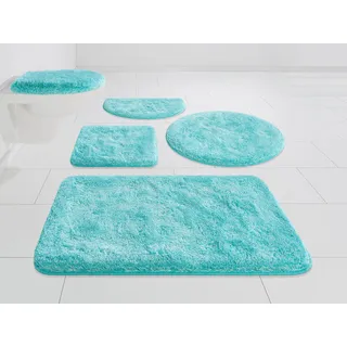 Badematte GRUND "Melos, Badvorleger, Badezimmer Teppich, sehr weich" Gr. 1, blau (türkis), H:27mm, Kunstfaser, Badematten, Badematte, melierte Optik, sehr weicher Flor, Melange-Effekt, Made in Europe, Topseller