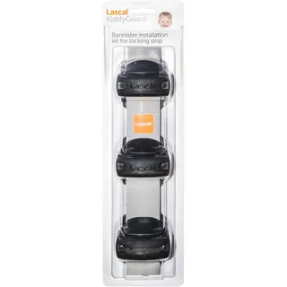 Lascal KiddyGuard Avant/Accent/Assure Rohrhalterung für Verschlussleiste, Stangenhalterung für runde und eckige Geländer bis 50 mm Durchmesser, 3er-Set Rohrschellen, schwarz