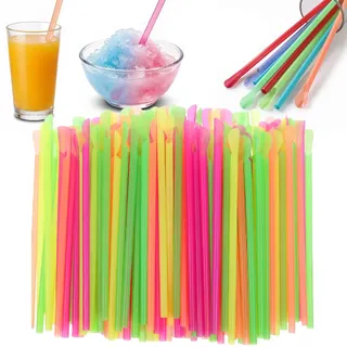100 Stück Slush Strohhalme Plastik Trinkhalme mit Löffel für Smoothies | 2-in-1 Löffel & Strohhalm: Perfekt für Slush Eis, dicke Smoothies und Shakes. Stabil, bunt & voller Genuss bei jedem Event!