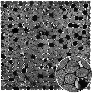 WELTRXE Duschmatte, Antirutschmatte aus Kunststoff für Kinder und Familie (Schwarz, Quadratisch-54×54 cm)