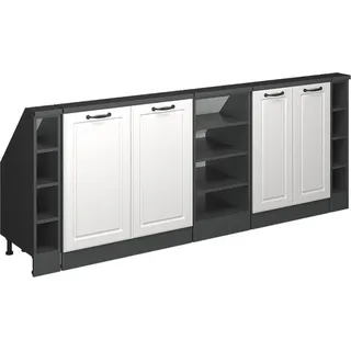 Vicco Dachschrägenschrank-Set Rion, 5er Set, Weiß Landhaus/Anthrazit/Anthrazit - Weiß, Dunkelgrau