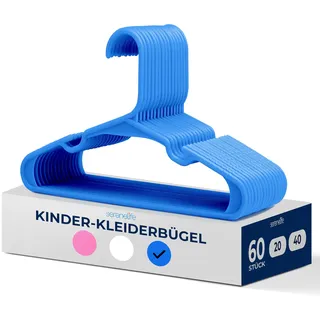 SereneLife Kinderkleiderbügel 60er Set – Kleiderbügel Kinder & Baby Kleiderbügel Kunststoff & rutschfest – für Kinderkleidung & Babykleidung, Babykleiderbügel 28.5 cm (Blau), platzsparend mit Kerben