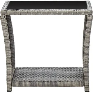 vidaXL Couchtisch Grau 45x45x40 cm Poly Rattan und Glas - Grau