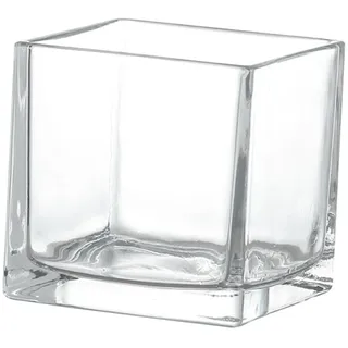 Glas Blumenvase in Würfelform, Eckig, Transparent, Schlicht, Chic | Glasvase Groß, für Blumen und Hydrokulturpflanzen, Passend für Bad und Schlafzimmer
