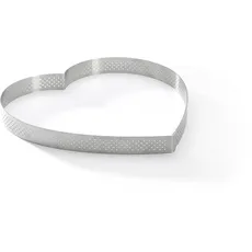 DE BUYER PERFORATED TART RING, Heart, in Stainless Steel, 0.75-Inch high O 8.75-Inch, Silber