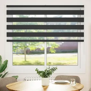 vidaXL Doppelrollo Schwarz 165x100 cm Stoffbreite 160,9 cm Polyester - Schwarz