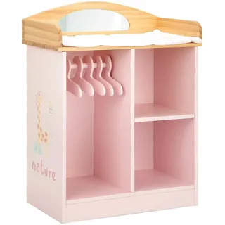 ARIAS - Holzkühler aus der Kollektion Nature mit fünf Kleiderbügeln und Tagesdecke, Maße: 37 x 20 x 48 cm, Spielzeug für Kinder ab 3 Jahren (ARI21587)