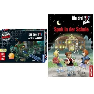 Die drei ??? Bundle - Krimi-Puzzle Die Villa der Rätsel, 300 Teile, UV‐Leuchtend, inkl. UV‐Lampe, Kids Sonderband Spuk in der Schule, Puzzle und Rätsel‐Set für Detektiv‐Fans ab 10 Jahren