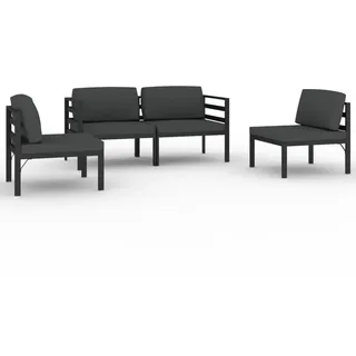 vidaXL 4-tlg. Garten-Lounge-Set mit Kissen Aluminium Anthrazit - Grau