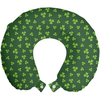 ABAKUHAUS Blumen Reisekissen Nackenstütze, Mini Shamrock-Blätter-Muster, Schaumstoff Reiseartikel für Flugzeug und Auto, 30x30 cm, Farngrün Lindgrün