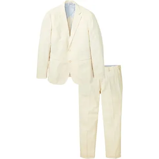 Anzug BONPRIX "Anzug aus luftigem Leinen-Mix (2-tlg.Set), Regular Fit", Herren, Gr. 54, N-Gr, beige (sandbeige), Web, Obermaterial: 55% Leinen, 45% Baumwolle. Futter: 100% Polyester, unifarben, festlich, regular fit, Anzüge Anzug, zweiteiliges Set mit Sakko und Hose, aus Leinen und Baumwolle
