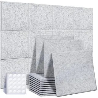 Akustikplatten 24 Stücke, Ohuhu Schallabsorber Schallschutzplatten 30 x 30 x 1 cm schallabsorbierende Paneele, hohe Dichte abgeschrägte Kante Sound Paneele für Wand Decken Holz & Tür
