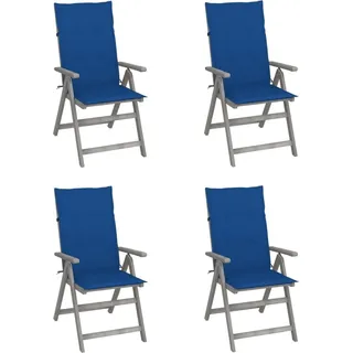 The Living Store Hochlehner Verstellbar 4 Stk. mit Auflagen Massivholz Akazie - Grau