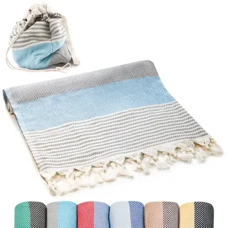 ATANI Türkisches übergroßes Strandtuch Rucksack 2 in 1 schnell trocknend sandfrei dünn groß Strandtuch Tasche Reise 100% Bio-Baumwolle Decke Pool Schwimmen Zubehör für Erwachsene Geschenke (Grau x